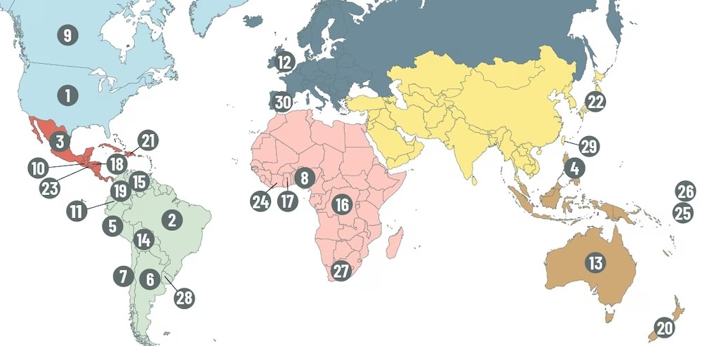 30 países con el mayor número de estacas Santos de los Últimos Días 30 países con el mayor número de estacas Santos de los Últimos Días