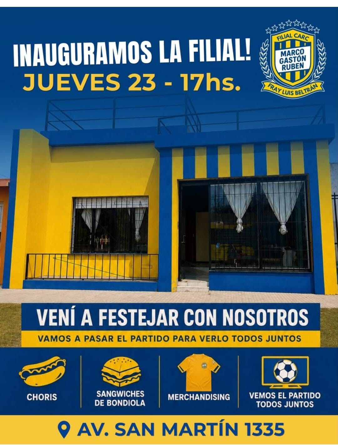 Rosario Central inaugura su filial «Marco Gastón Ruben» en Fray Luis Beltrán