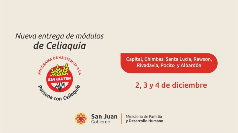 Se viene una nueva entrega de módulos alimentarios para personas con celiaquía
