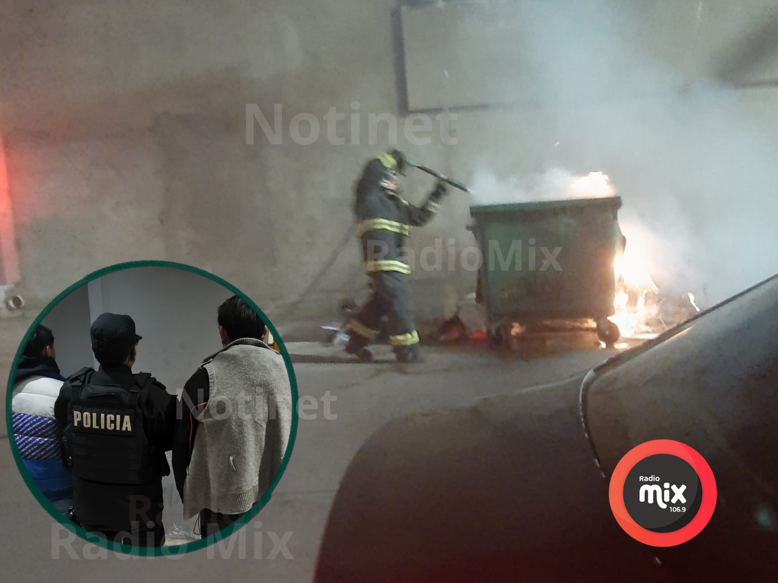 Dos detenidos por incendiar un contenedor de basura en San LorenzoBajada