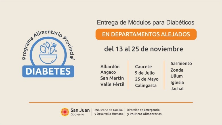 Continua realizándose  una nueva entrega de módulos alimentarios para personas con diabetes