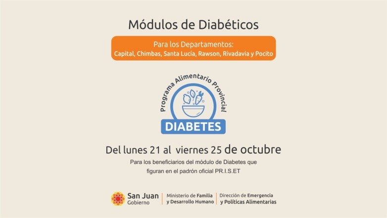 Se viene una nueva entrega de módulos alimentarios para personas con diabetes