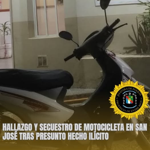 HALLAZGO Y SECUESTRO DE MOTOCICLETA EN SAN JOSÉ TRAS PRESUNTO HECHO ILÍCITO.