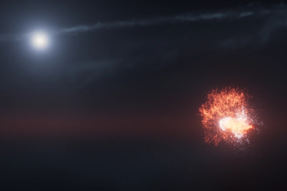 n.jpg El telescopio espacial Hubble detecta restos polvorientos de dos colisiones cósmicas.