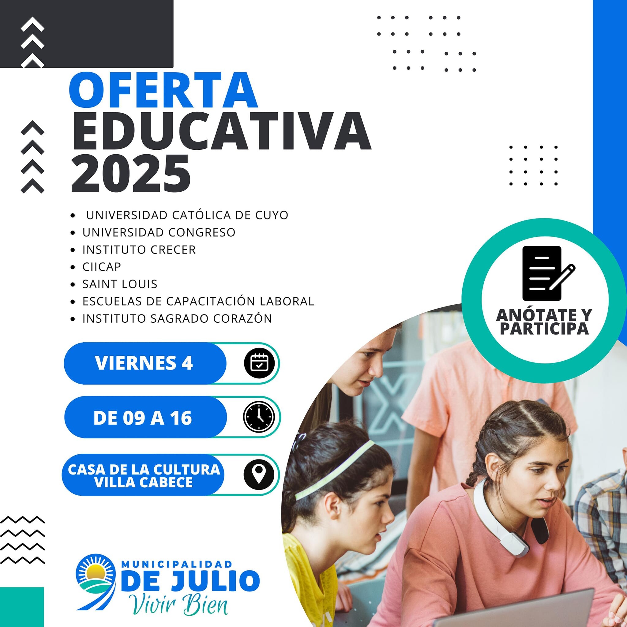 Este viernes de presentara la Oferta Educativa en el departamento de 9 de Julio
