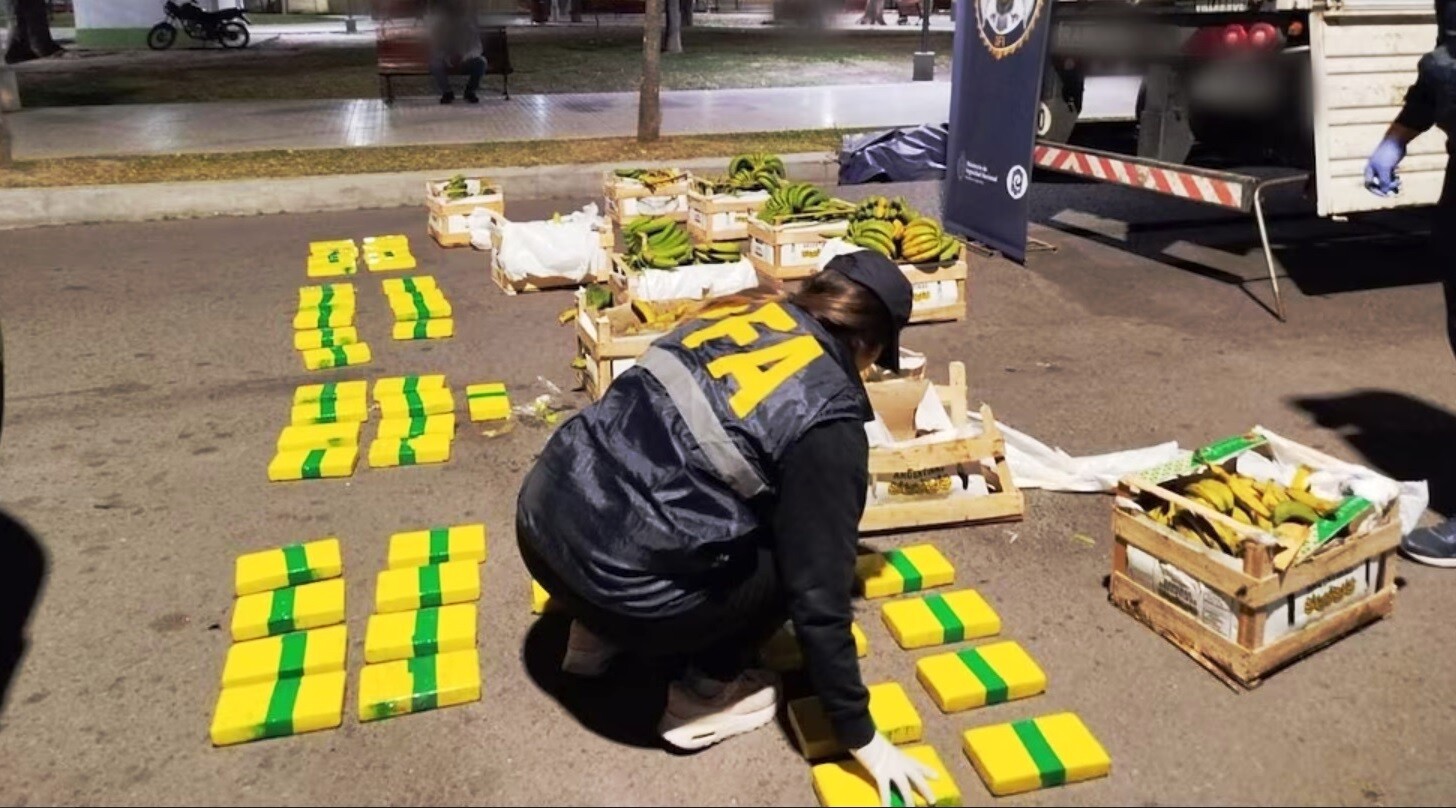 papayas y banana.jpg ENTRE BANANAS Y PAPAYAS: Incautaron un camión con droga con destino al Mercado Central
