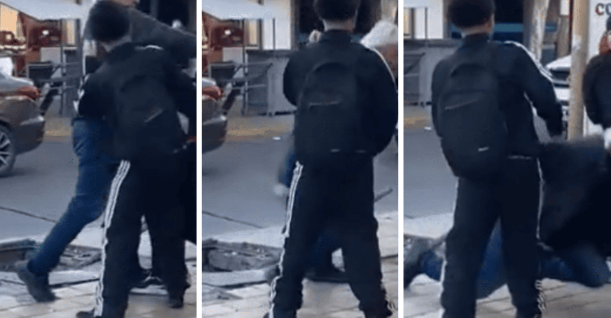 Intentó separar a dos adolescentes peleando  y terminó golpeado en la cabeza (Video)