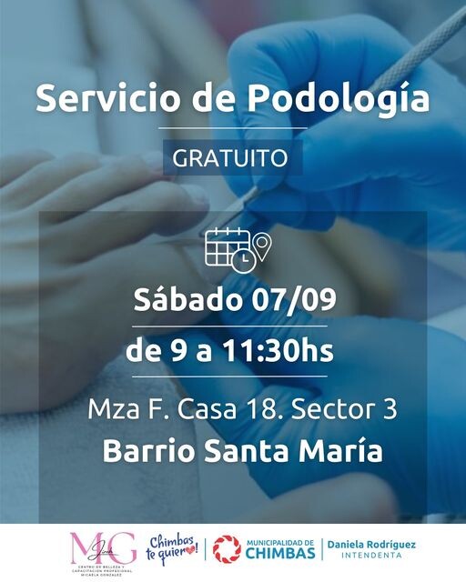 El municipio de Chimbas brindara servicio de Podología gratuito en el Bº Santa María