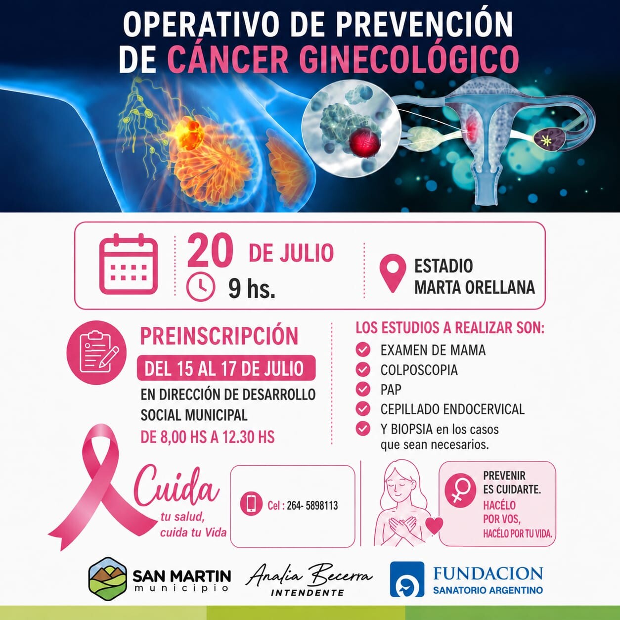Operativo gratuito de prevención de cáncer ginecológico en el Departamento SAN MARTÍN