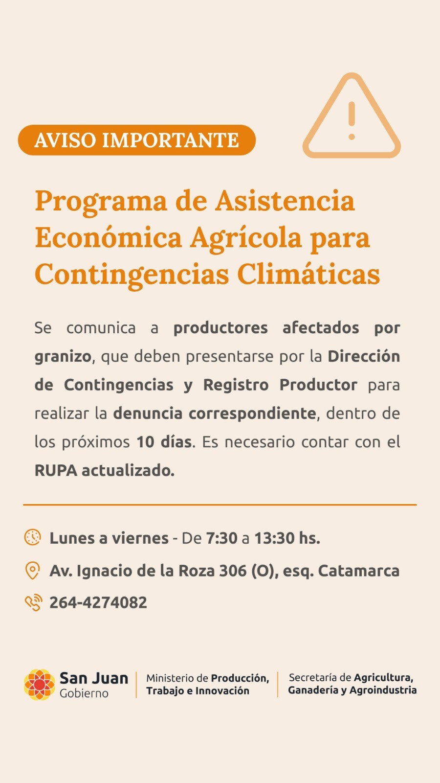 GRANIZO: piden a productores informar daños al RUPA