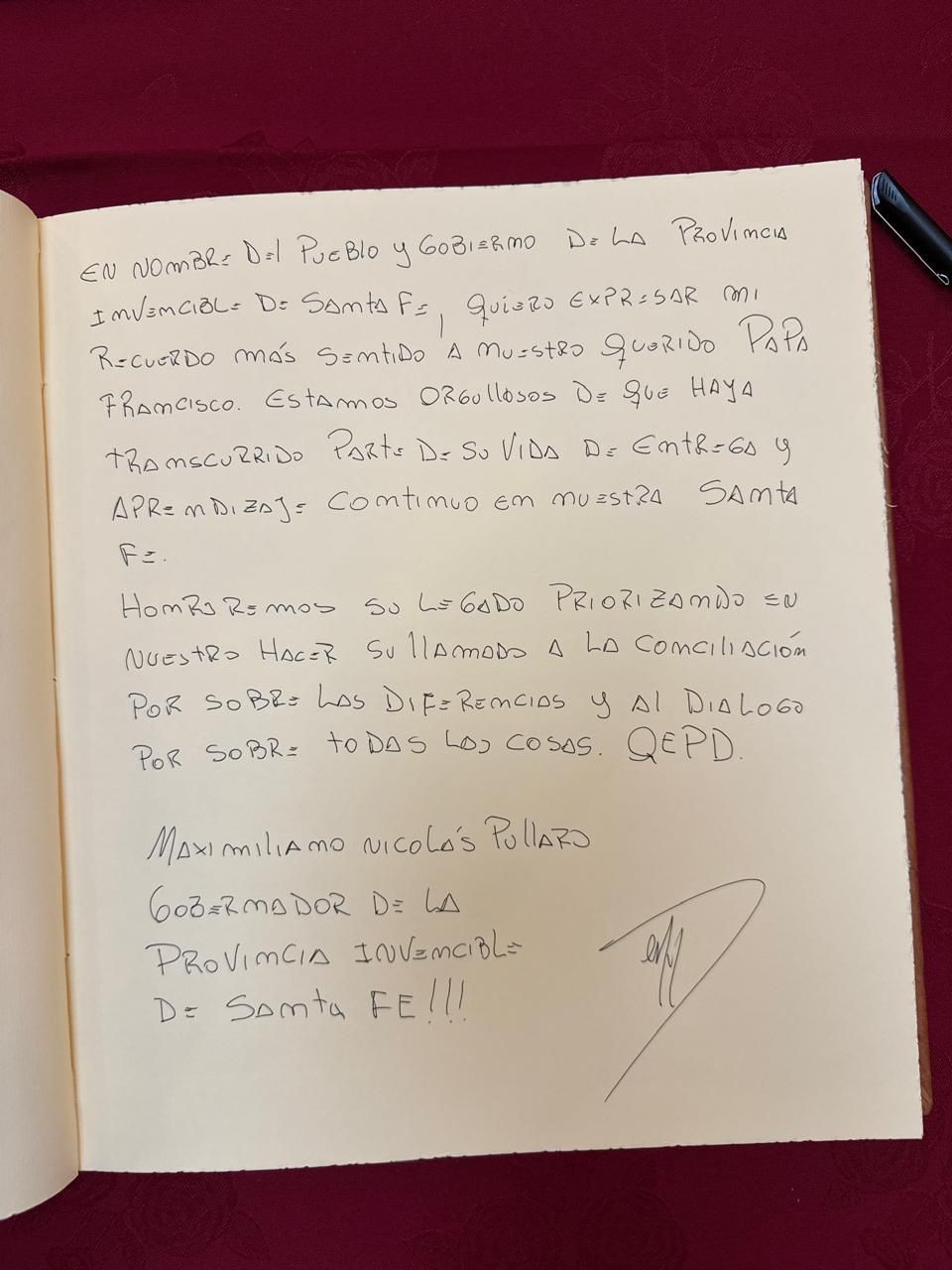 Pullaro en la Nunciatura Apostólica destacó el “llamado a la conciliación por sobre las diferencias” como legado del Papa Francisco