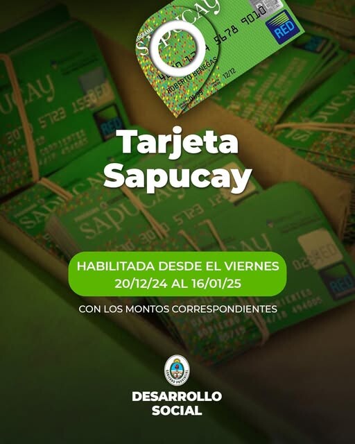 sapucay.jpg Corrientes: Desarrollo Social pagará un adicional extraordinario y habilita Tarjeta Sapucay