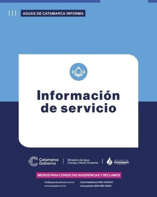 SUSPENSIÓN DE SERVICIO DE AGUAS DE CATAMARCA