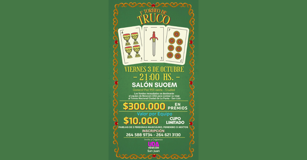 Truco, solidaridad y premios: llega el torneo en apoyo al Newcom UDA