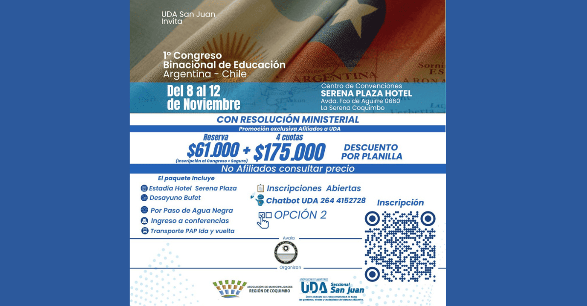 Educación sin fronteras: UDA te invita al 1° Congreso Binacional en La Serena. Educación sin fronteras: UDA te invita al 1° Congreso Binacional en La Serena.