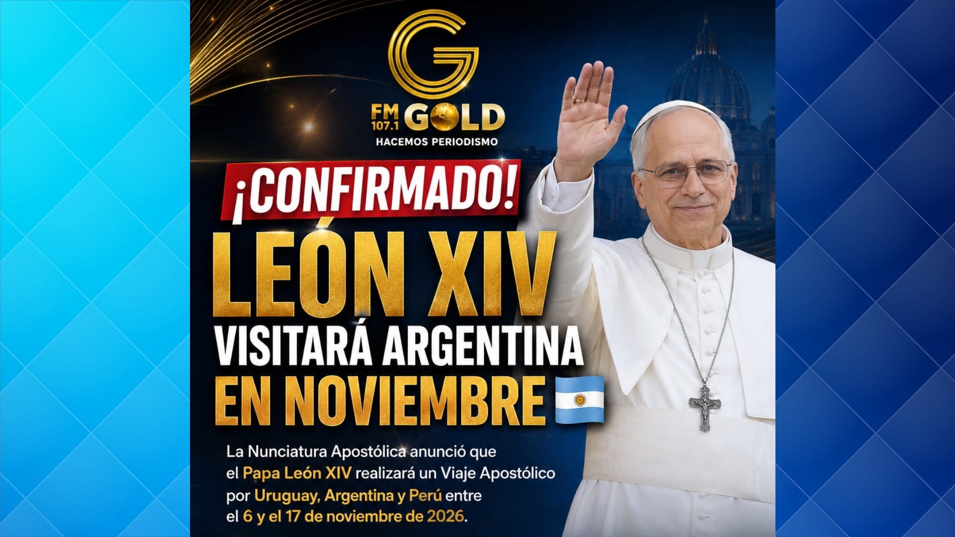 Confirmado: el papa León XIV visitará Argentina en noviembre como parte de su gira por Sudamérica