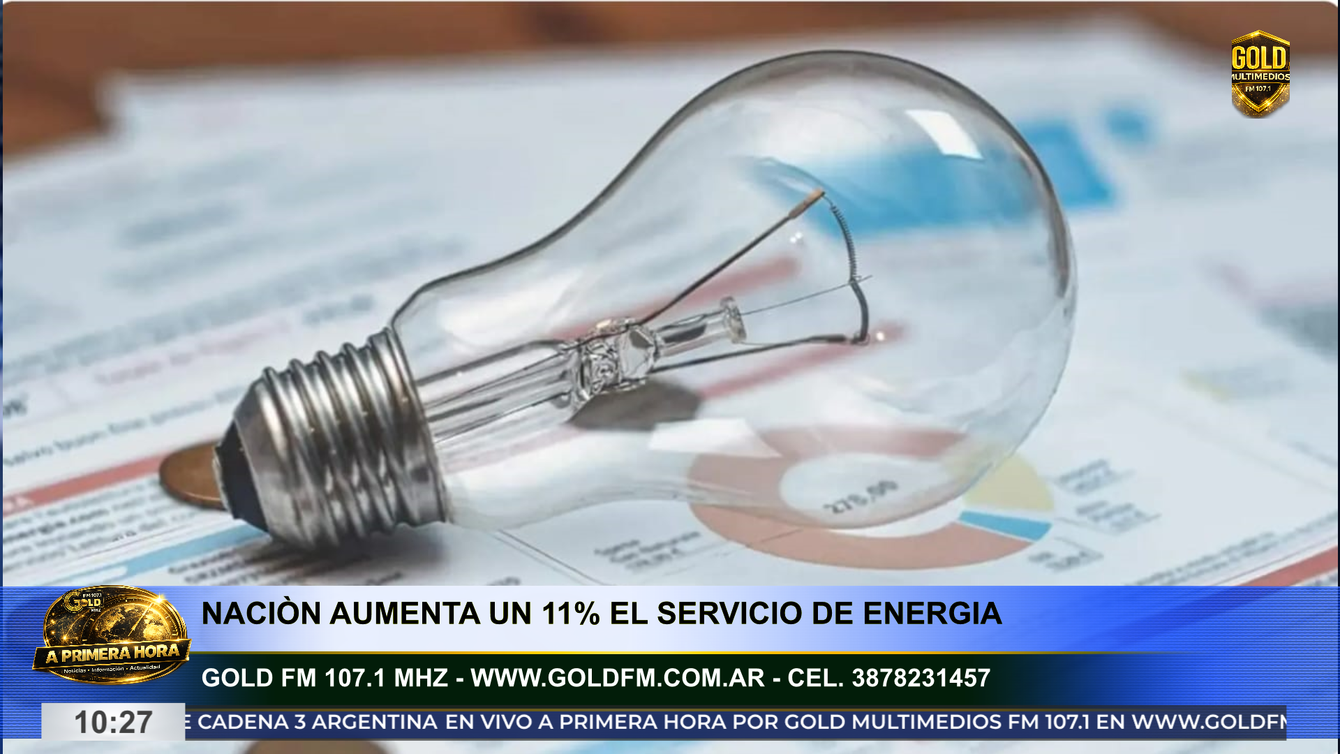 NACIÓN AUMENTA LA LUZ CERCA DE UN 11% Y EL IMPACTO SE SENTIRÁ EN LAS BOLETAS DE JUNIO