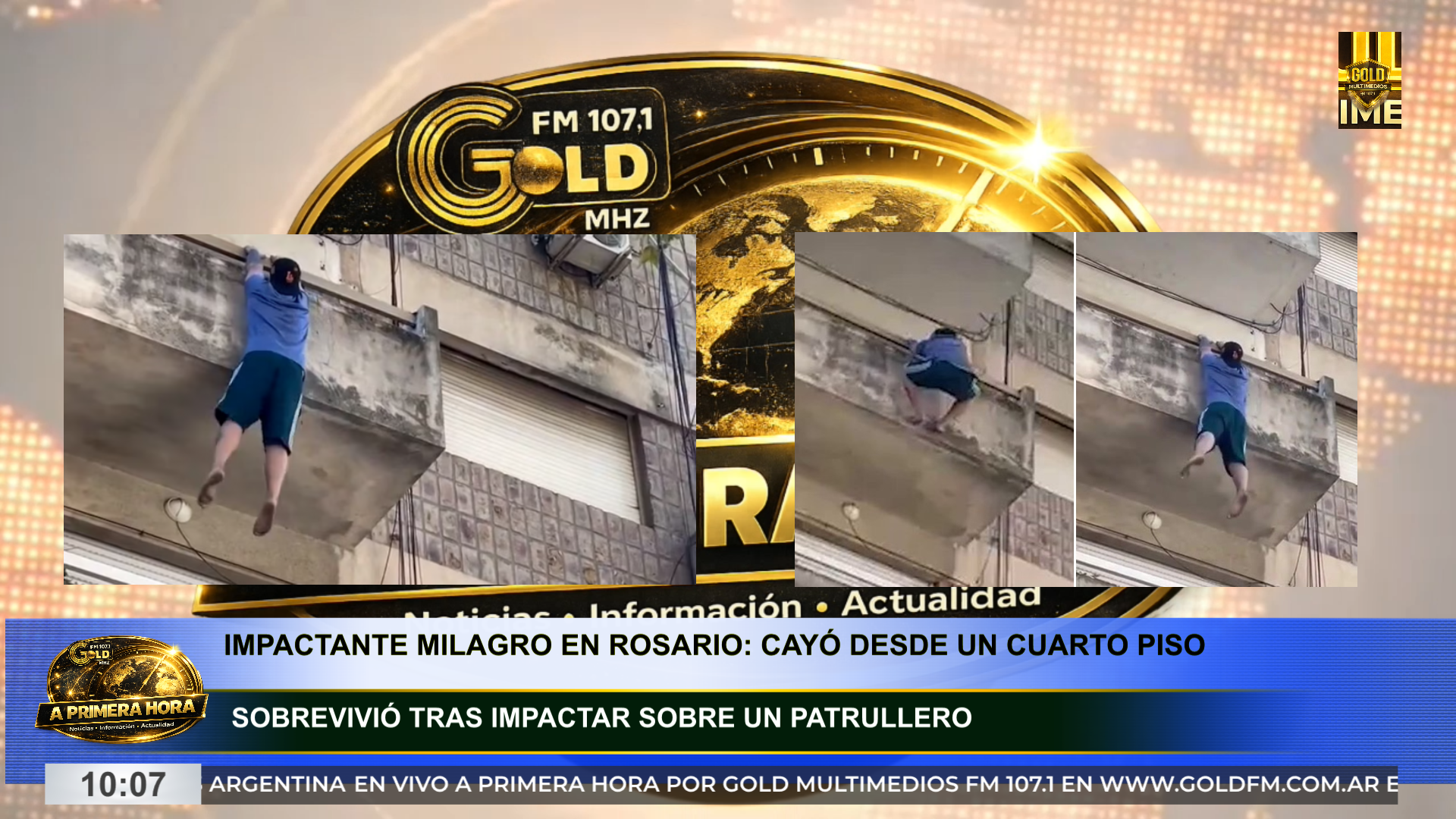 IMPACTANTE MILAGRO EN ROSARIO: CAYÓ DESDE UN CUARTO PISO Y SOBREVIVIÓ TRAS IMPACTAR SOBRE UN PATRULLERO