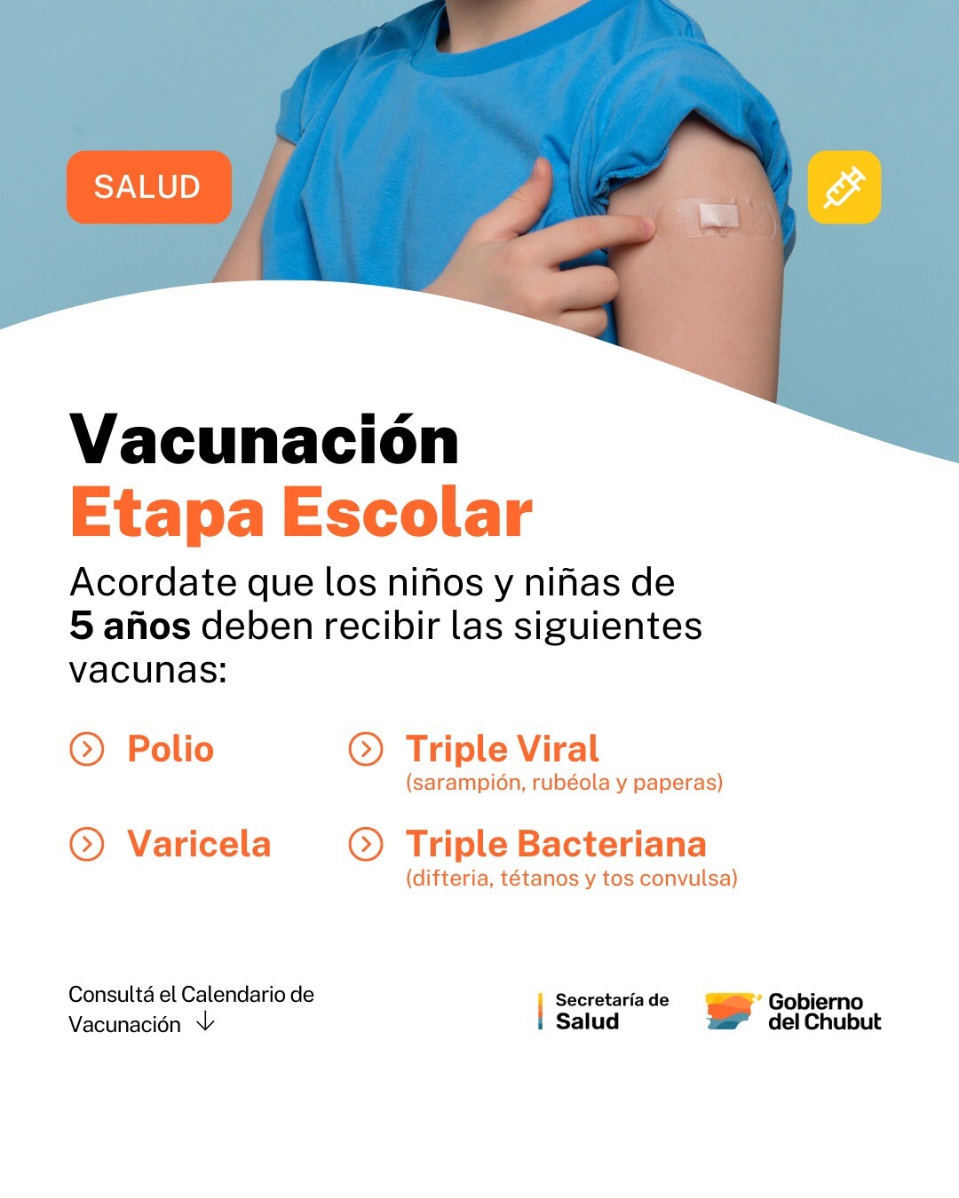 Provincia recordó a las familias la importancia de completar la vacunación de niñas y niños en etapa escolar