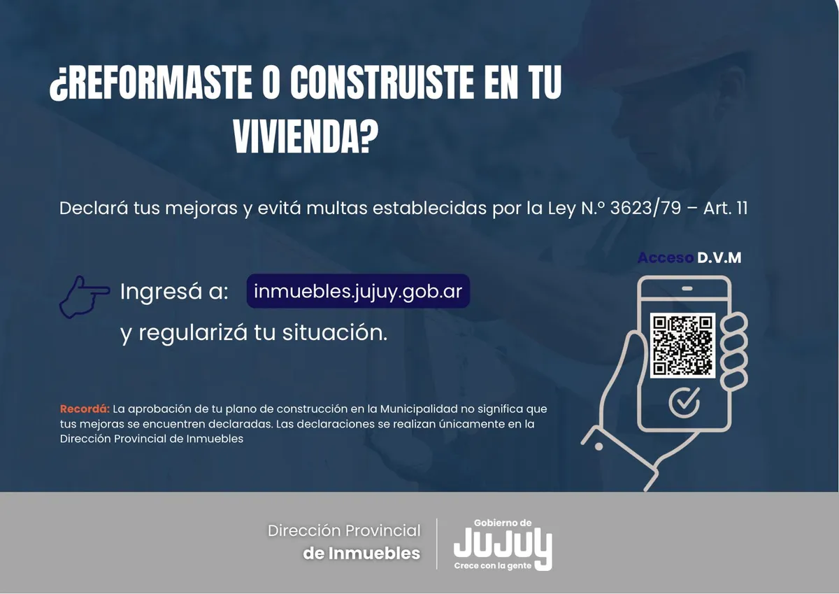Convocatoria a la declaración voluntaria de mejoras en inmuebles en Jujuy
