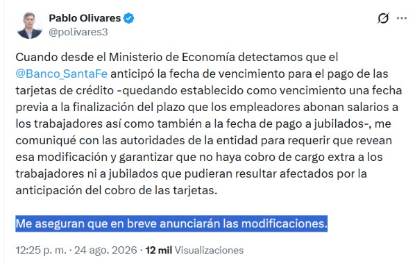 Banco Santa Fe retrocede y el Gobierno sale a apagar el incendio