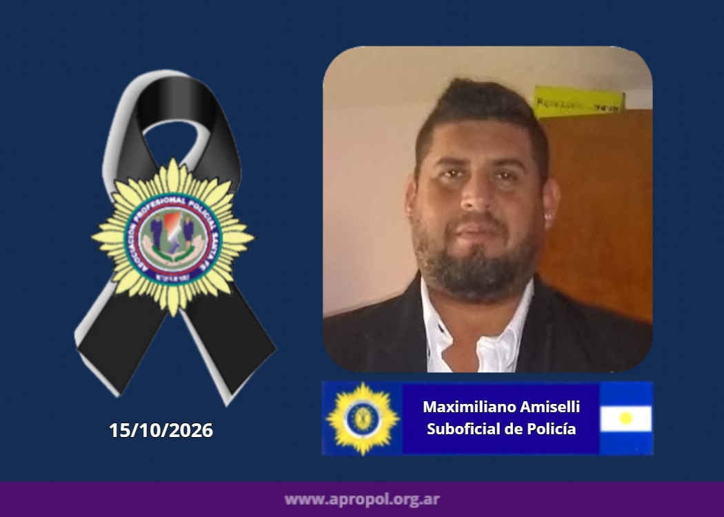 Dolor en la Policía de Rosario por el fallecimiento del agente Maximiliano Amiselli