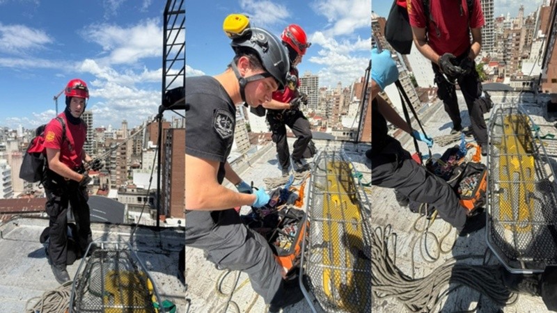 ROSARIO: Rescataron a un operario que sufrió una caída mientras reparaba un ascensor en un edificio del centro