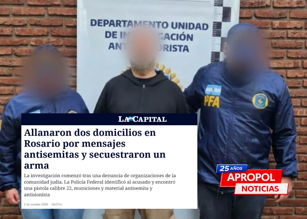 Rosario bajo la Ley Antimafias: allanamientos por mensajes antisemitas y una frontera que la Justicia deberá explicar con precisión