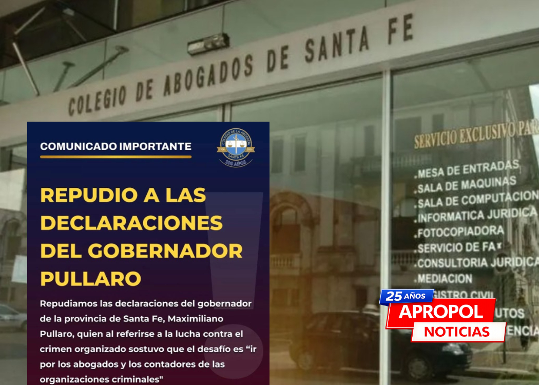 El Colegio de Profesionales de la Abogacía de Santa Fe repudió dichos de Pullaro