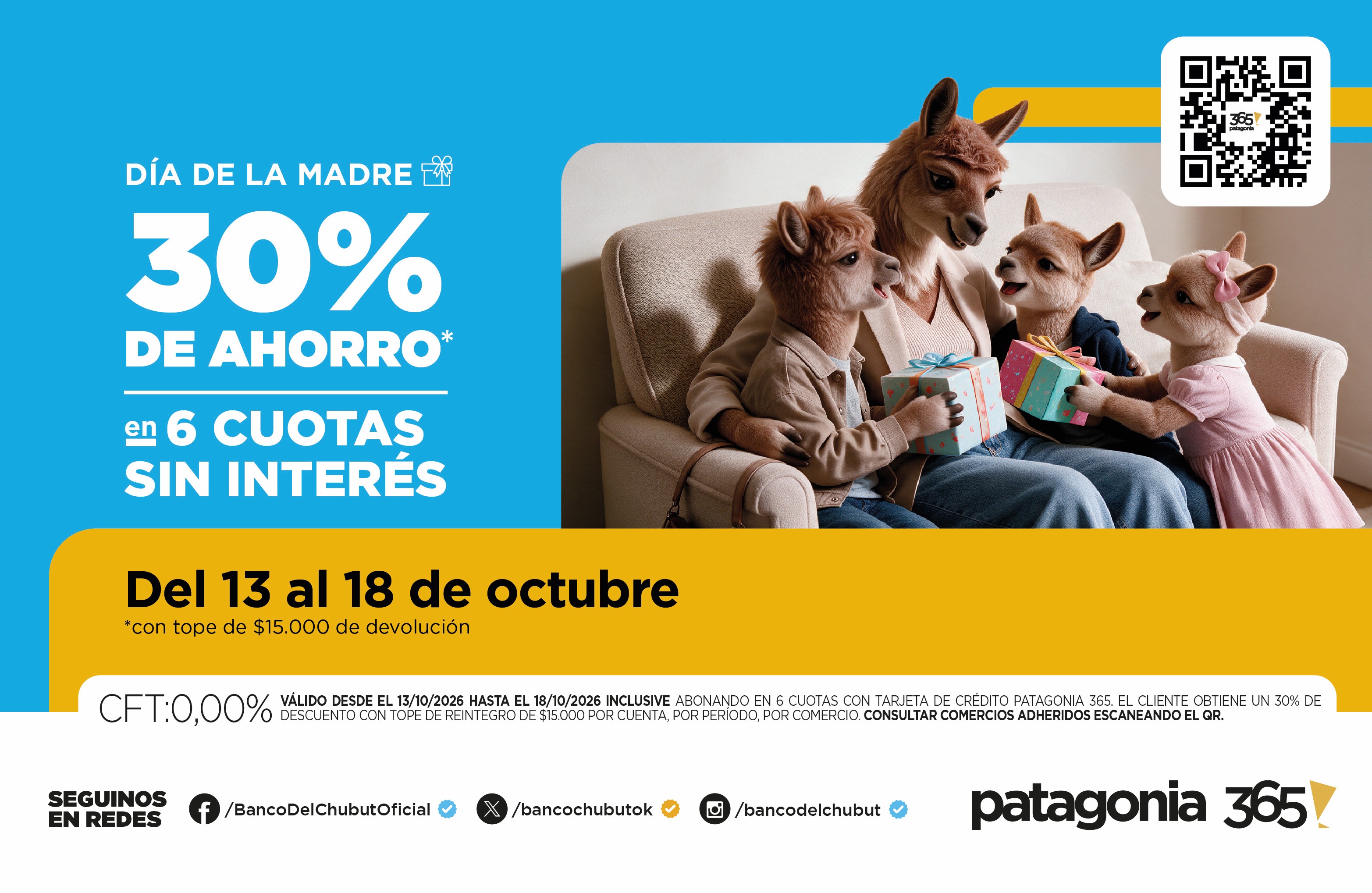 El Banco del Chubut acompaña el Día de la Madre con beneficios para las familias y el comercio local