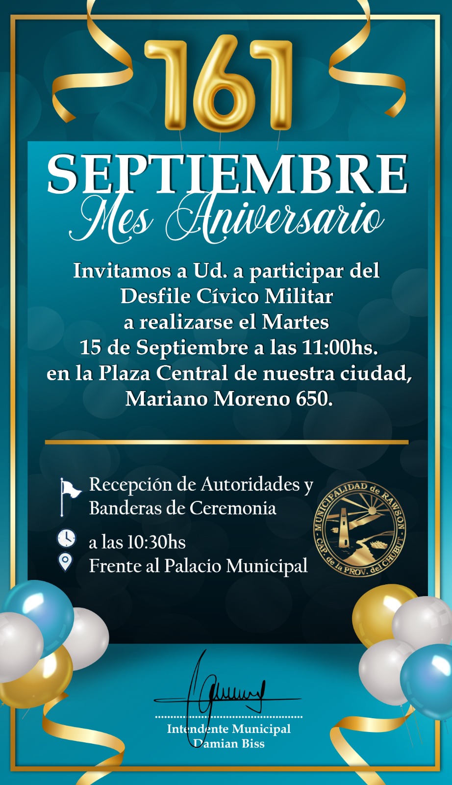 Rawson celebra sus 161 años con el tradicional desfile y reconocimientos a vecinos e instituciones