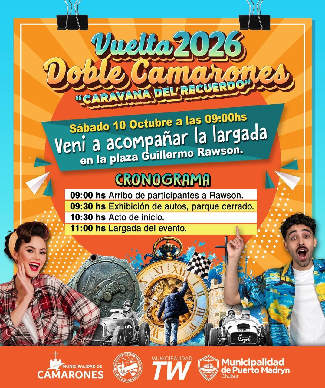 Más de 126 vehículos participarán de la 3.ª edición de la Vuelta Doble Camarones “Caravana del Recuerdo”