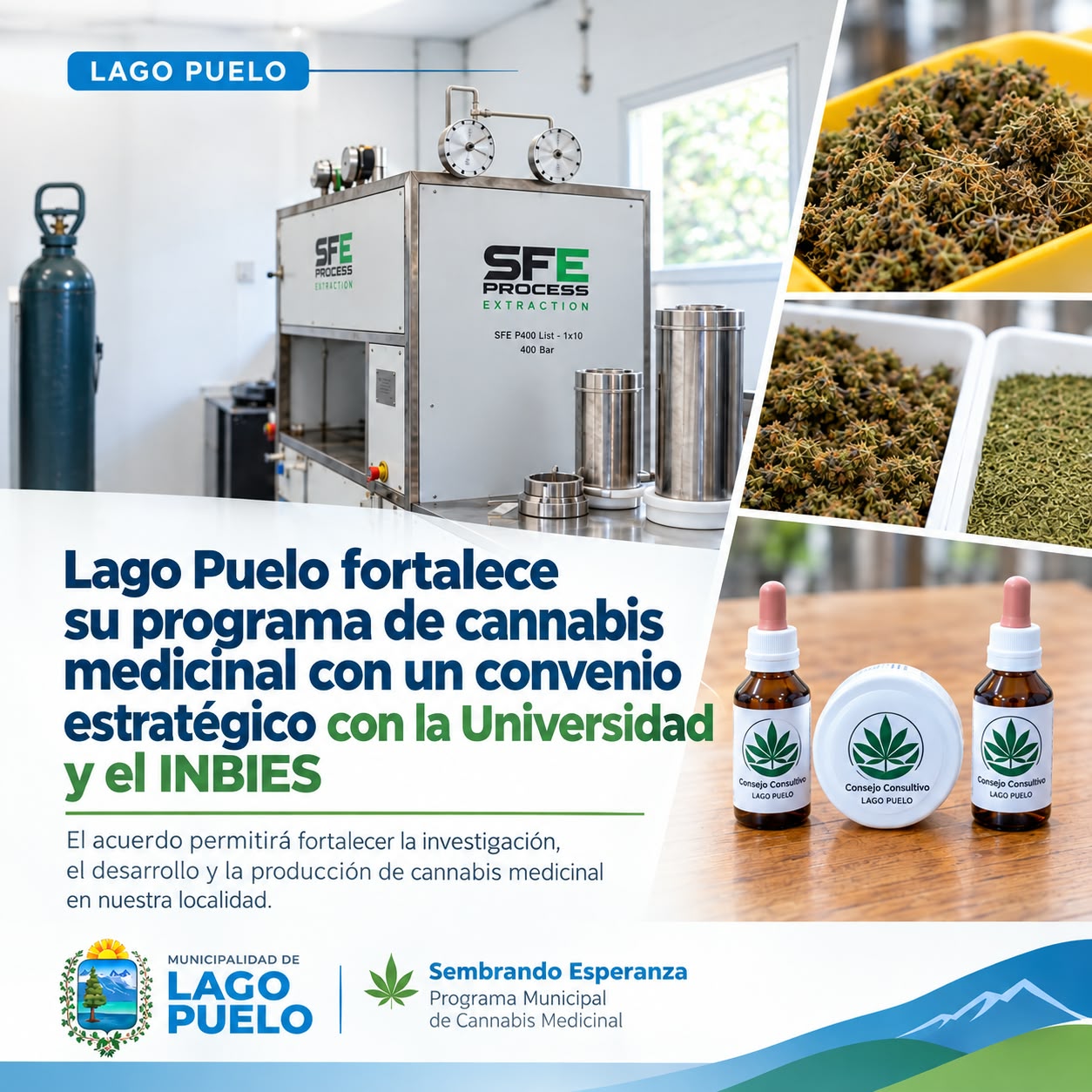 Lago Puelo fortalece su programa de cannabis medicinal con un convenio estratégico con la Universidad y el INBIES