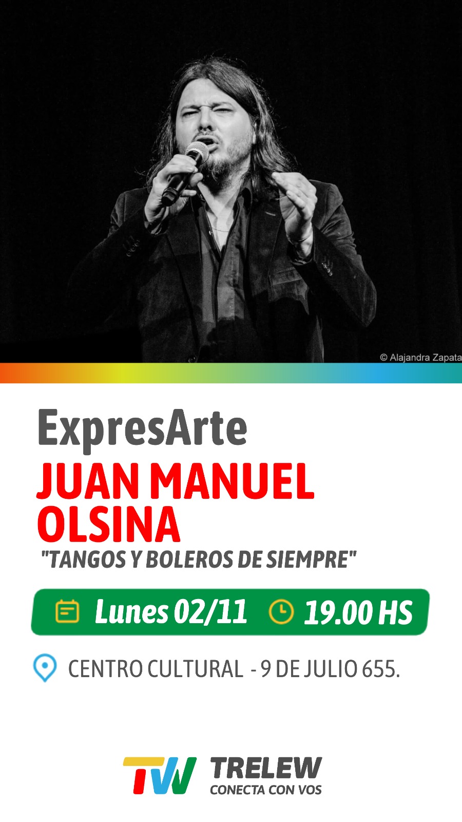 La Municipalidad de Trelew suma una noche de tangos y boleros al ciclo ExpresArte con Juan Manuel Olsina
