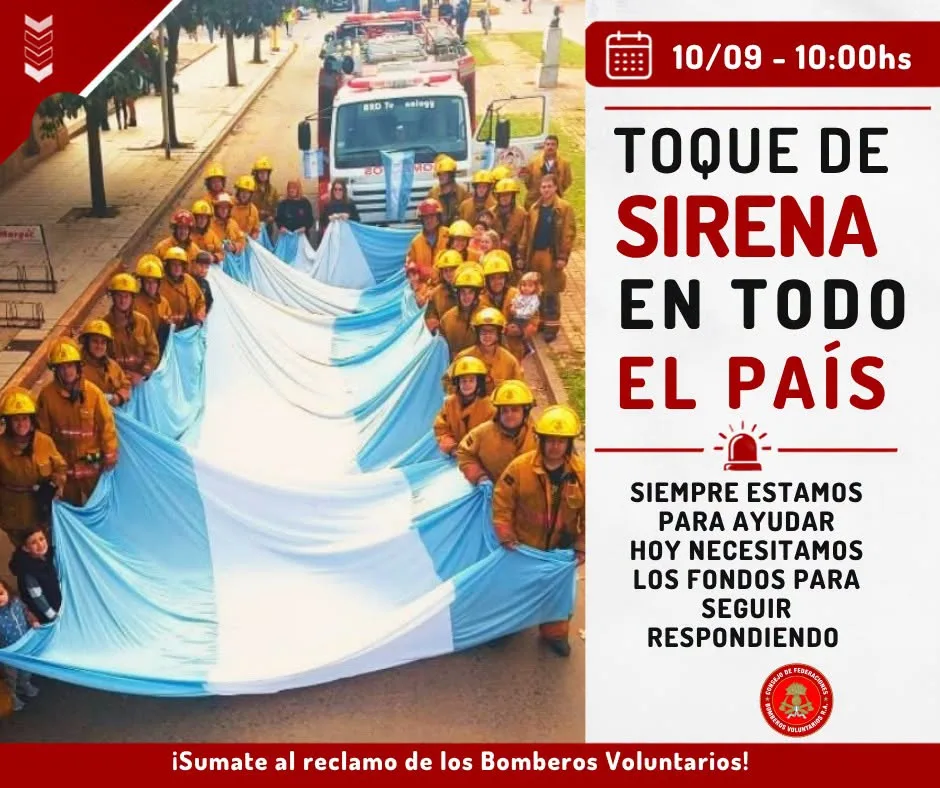 Bomberos de Saavedra, Goyena y Dufaur se sumarán al sirenazo nacional por reclamos al Gobierno