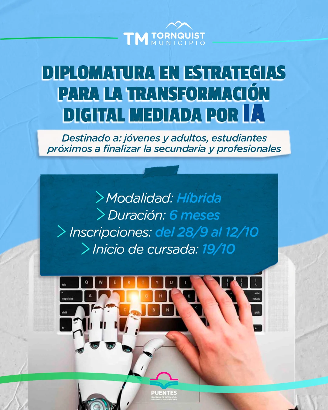 Tornquist: Dictarán una diplomatura en Estrategias para la Transformación Digital mediada por IA