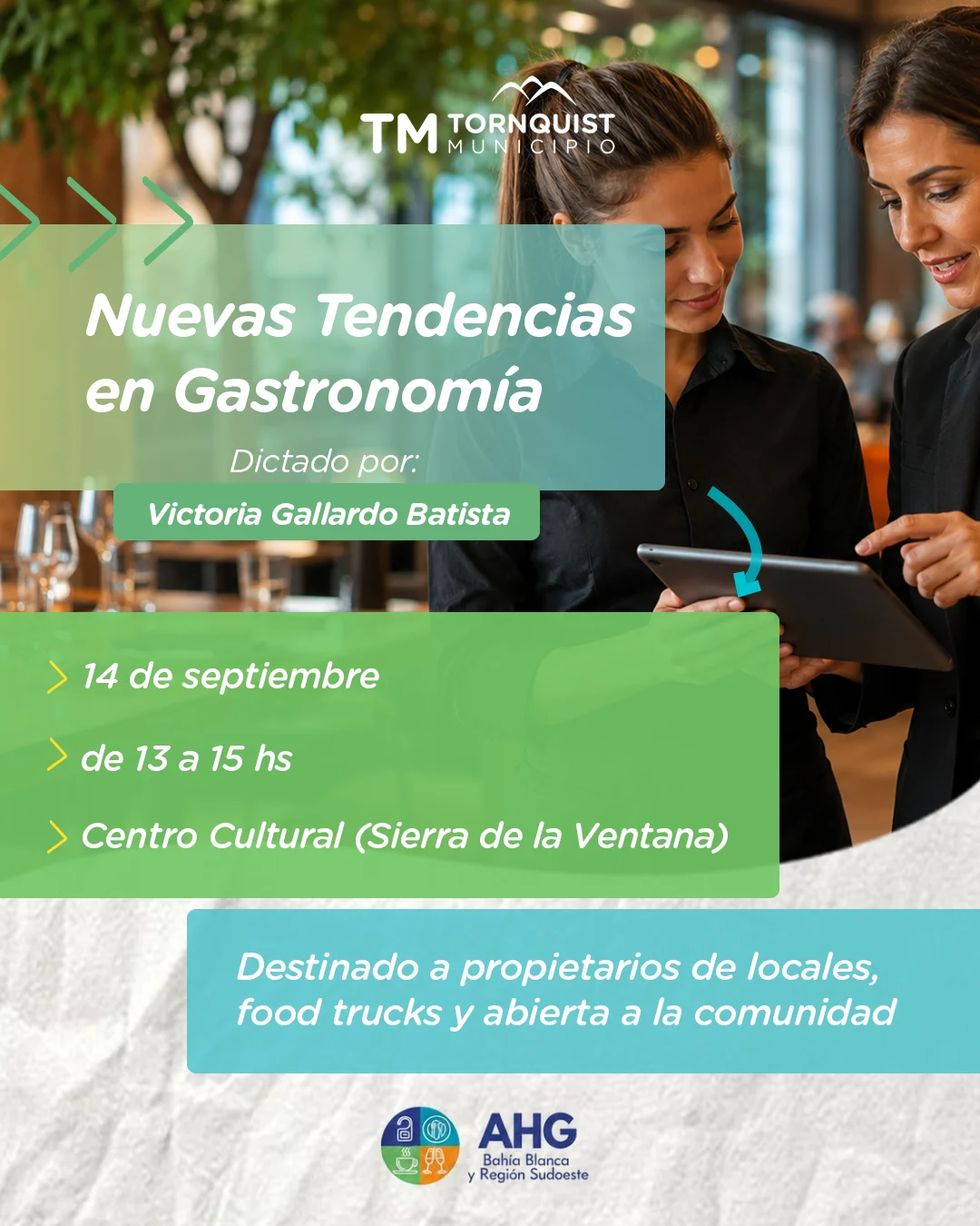 Turismo Sierra de la Ventana: Brindarán capacitaciones de hospitalidad y nuevas tendencias en gastronomía
