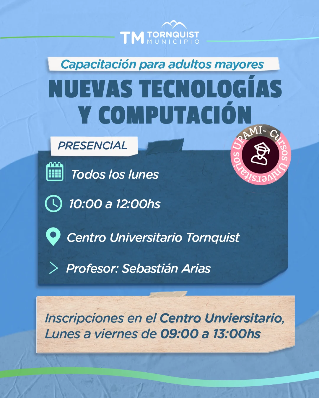 ‘Nuevas Tecnologías y Computación’: Curso para personas mayores en el Centro Universitario de Tornquist