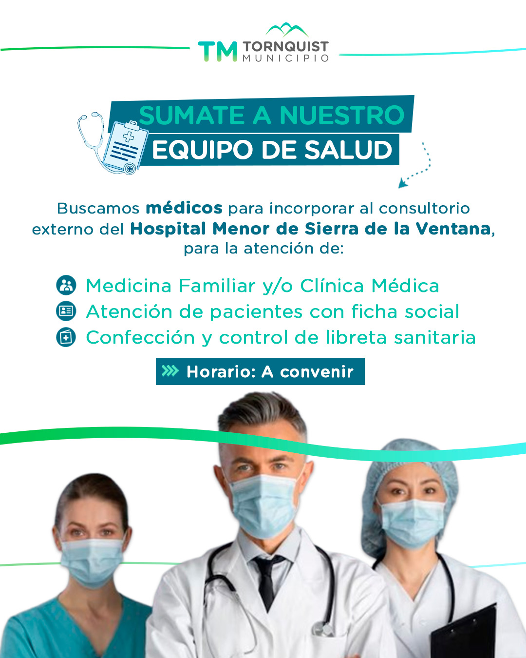 Convocatoria de médicos para desempeñarse en el hospital de Sierra de la Ventana