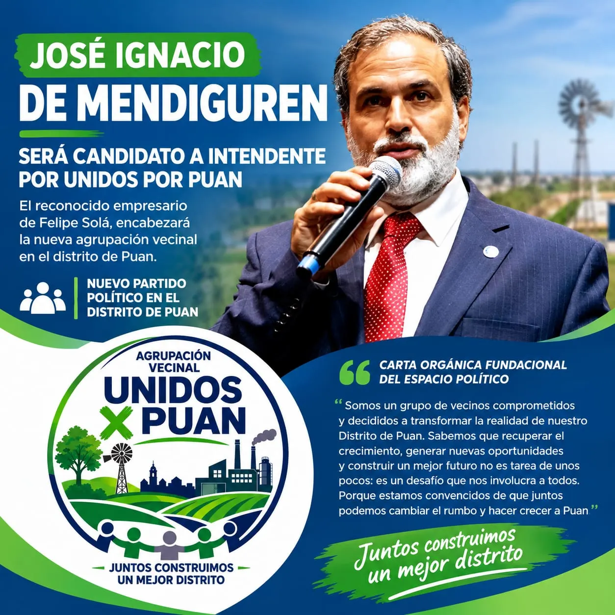 El empresario José Ignacio de Mendiguren se lanza por la intendencia de Puan con un nuevo espacio vecinal