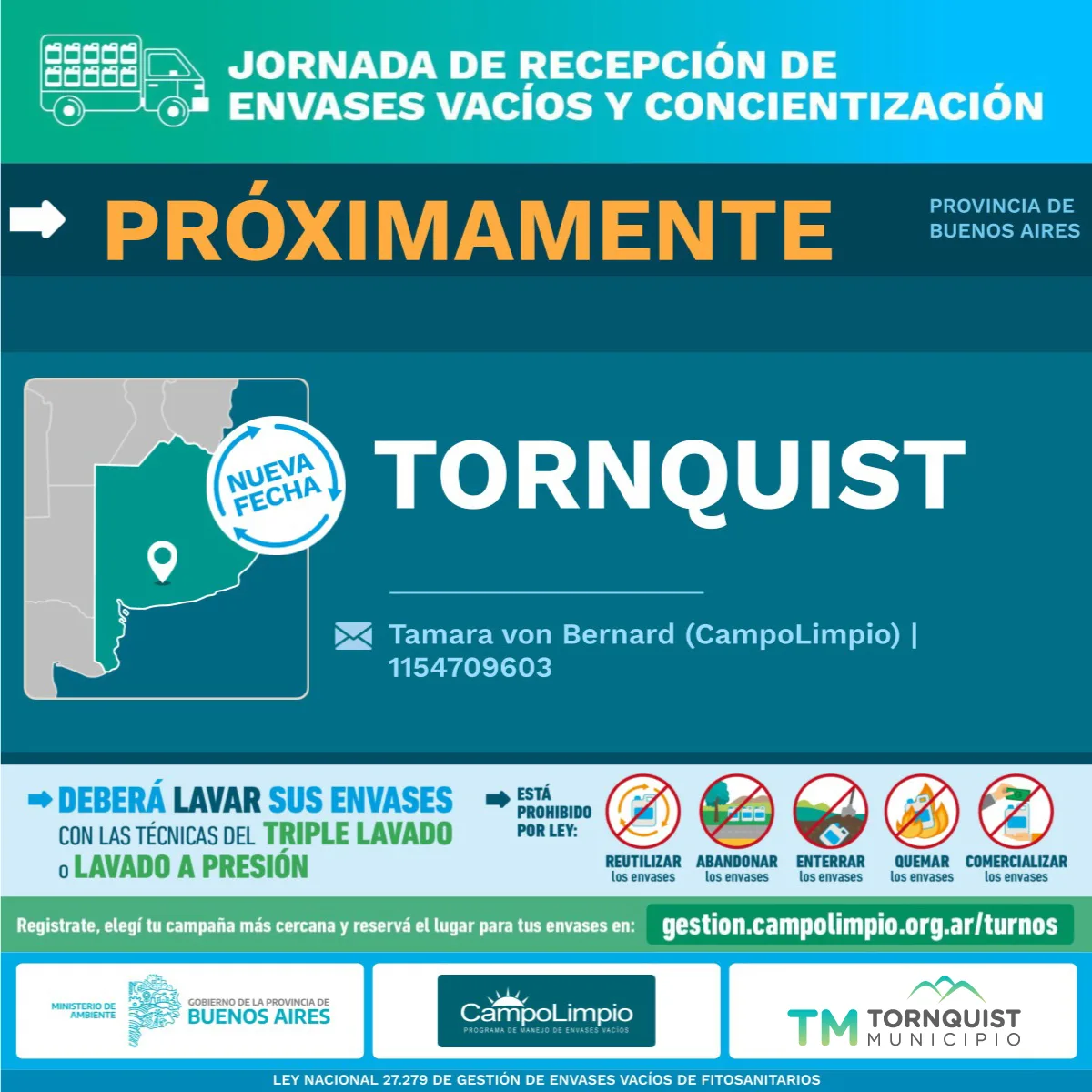 (TORNQUIST): Disponible un relevamiento para la recolección de envases de fitosanitarios