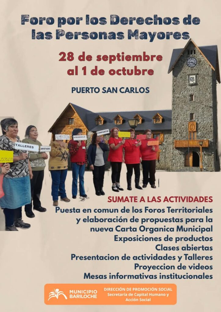 Bariloche celebra el Foro por los Derechos de las Personas Mayores con debates, talleres y espectáculos culturales