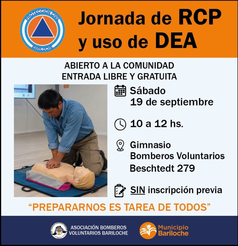 El Municipio de Bariloche invita a vecinos y vecinas a una jornada gratuita de capacitación en RCP y uso de DEA