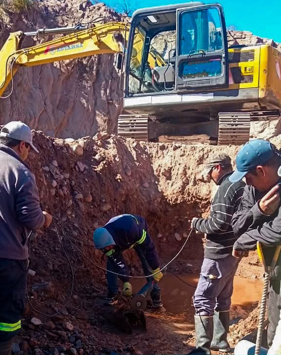 Avanza la construcción de la segunda galería filtrante para optimizar el servicio de agua en Famatina