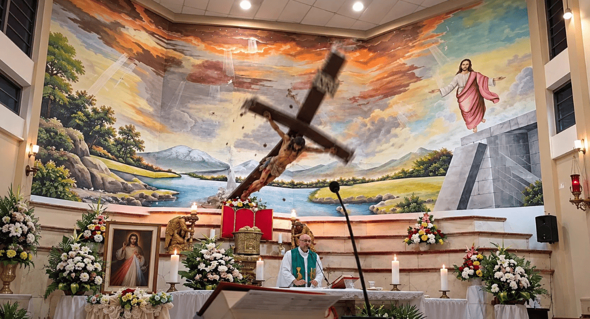 Tragedia en Guayaquil: un sacerdote murió tras caerle una cruz de madera en plena misa transmitida en vivo