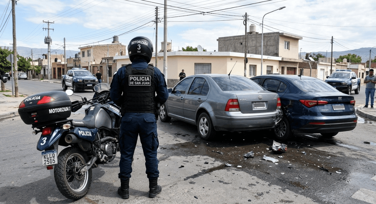 Persecución policial en San Juan: tres detenidos a bordo de un VW Bora