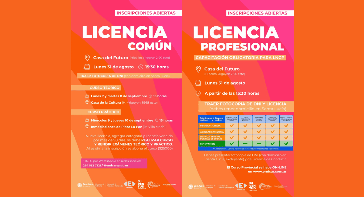 Carnet de conducir : Santa Lucía inscribirá este lunes para cursos de Licencia Común y Profesional. Carnet de conducir : Santa Lucía inscribirá este lunes para cursos de Licencia Común y Profesional.