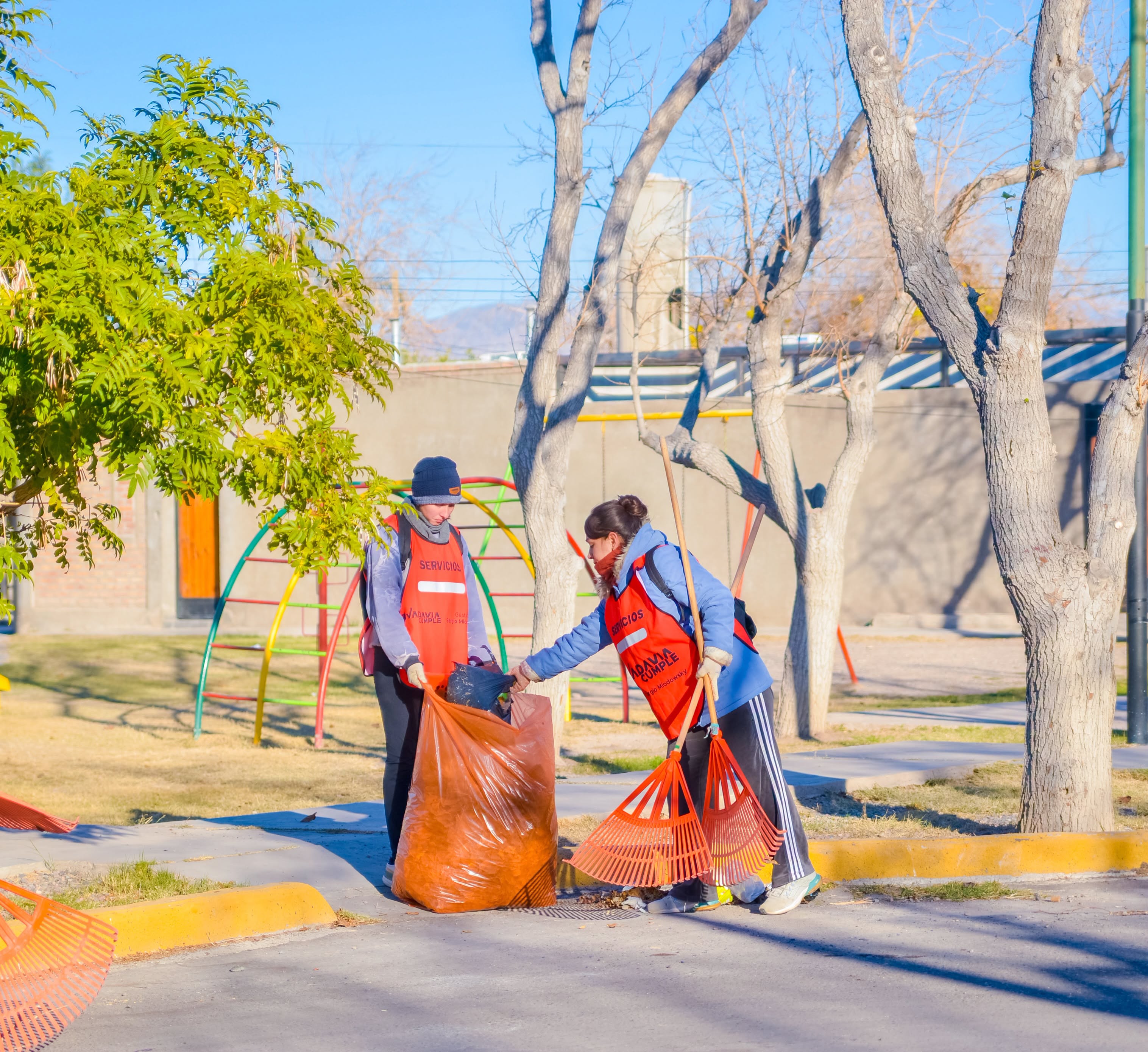 Desde la Dirección de Medio Ambiente de Rivadvia se sigue trabajando para mantener plazas, espacios verdes y acequias en las mejores condiciones.