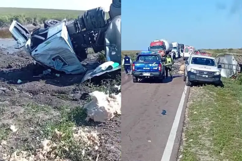 Murió atrapado en la cabina, el conductor del camión que volcó en el Km 55 de la ruta 98, en jurisdicción del departamento Vera.