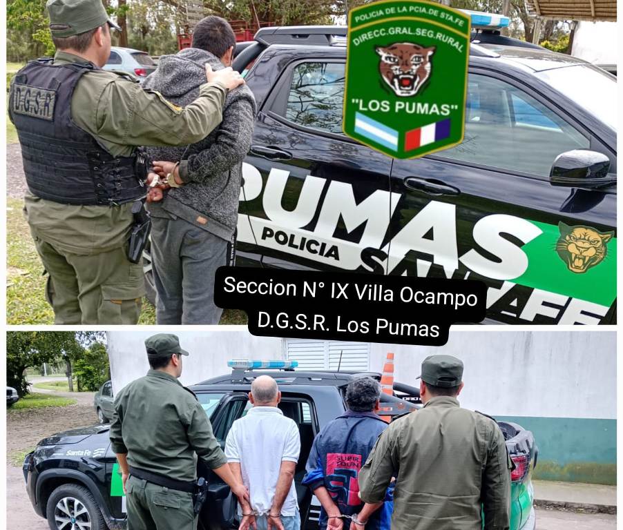 “Los Pumas” de Villa Ocampo, esclarecieron un hecho de abigeato y detuvieron a tres delincuentes rurales en Villa Guillermina.